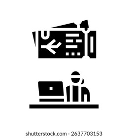 travel arrangements office assistant glyph icon vector. travel arrangements office assistant sign. isolated symbol illustration