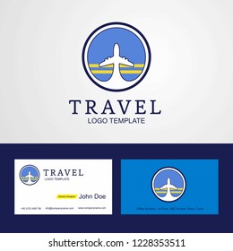 Travel Aruba Creative Circle flag Logo and Business card design