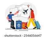 Travel Assistant Vector Illustration for Help and Facilitate Tourists in Planning Travel Packages and Organizing Tour Schedules in a Background