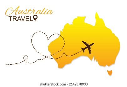 Viaje a Australia por concepto de avión. Me encanta la ilustración vectorial de Australia