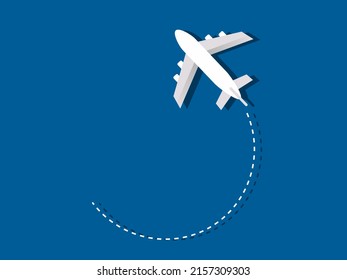 Travel aviation and airplane flight, flight and route dotted line illustration. Airplane and air icon, airline symbol. Vector.