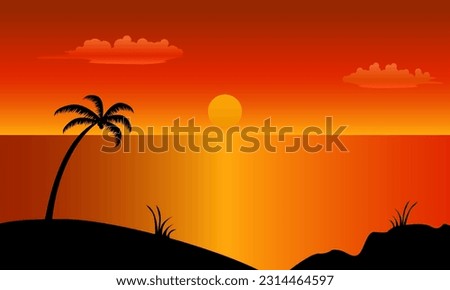 Travel backdrop 2026, Beautiful sunset in Florida beach with palm tree