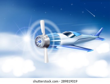 Travel background with airplane white clouds Vector.