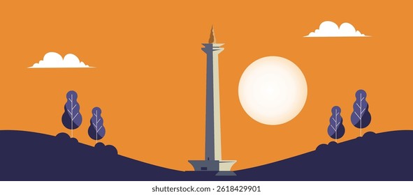 Travel background around the world flat illustration landscape