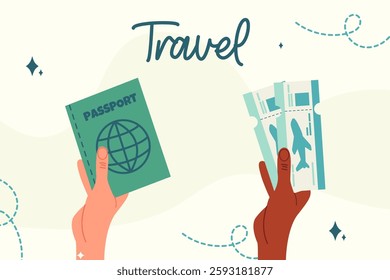 Travel background with elements passport and tickets