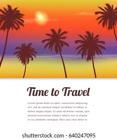 Travel background with exotic landscape. Vector illustration