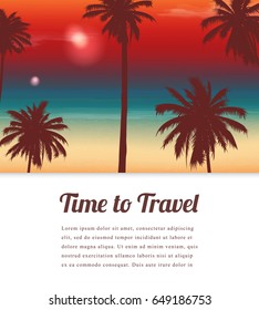 Travel background with exotic landscape. Vector illustration