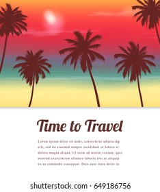 Travel background with exotic landscape. Vector illustration