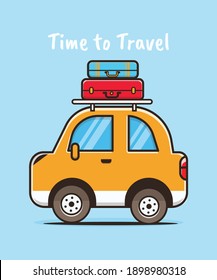 Travel background in flat style with cute illustration 
