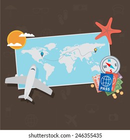 Travel background. Flat vector illustration.