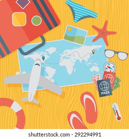 Travel background. Flat vector illustration.
