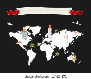 travel background with map made of paper