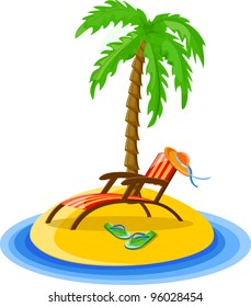 Travel background, palm, lounge, flip-flops