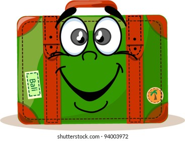 Travel background, palm and suitcase