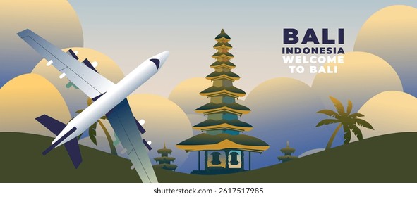 Travel background plane and cloud sunset highlight illustration