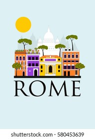 Travel background of Rome Italy. Vector
