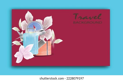 travel background with simple and elegant watercolor elements