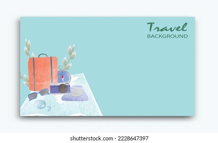 travel background with simple and elegant watercolor elements
