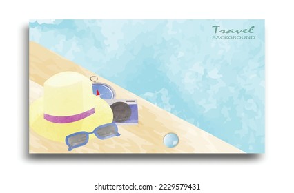travel background with simple and elegant watercolor elements