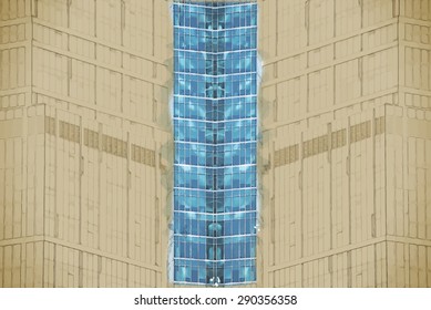 Travel background in vector format. Modern stylish painting with watercolor and pencil. digitally transformed photo of modern office building. Business background.