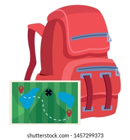Travel backpack with adventure map ,vector illustration .graphic design.