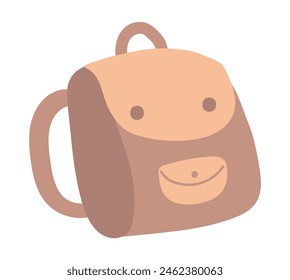 Travel backpack in flat design. Trekking rucksack or student schoolbag. Vector illustration isolated.