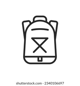 Travel Backpack Icon. Adventure Hiking and Camping Vector Linear Illustration. Urban Modern Travel Bag for Leisure Forest Activity and Exploration.