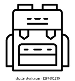 Travel backpack icon. Outline travel backpack vector icon for web design isolated on white background
