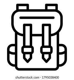 Travel backpack icon. Outline travel backpack vector icon for web design isolated on white background
