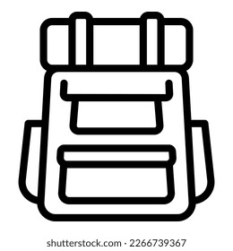 Reisen Rucksack Symbol Umrissvektor. Tourismus Menschen. Personenzuwanderung