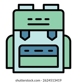 Travel backpack icon. Outline travel backpack vector icon color flat isolated