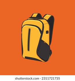Travel backpack illustration design, yellow travel backpack isolated