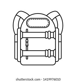 Travel backpack line icon isolated on white background