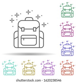 Travel, backpack in multi color style icon. Simple thin line, outline vector of geography icons for ui and ux, website or mobile application