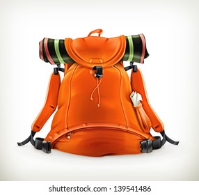 Travel backpack, orange vector