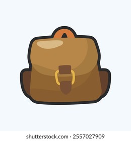 travel backpack with outline in flat vector design.