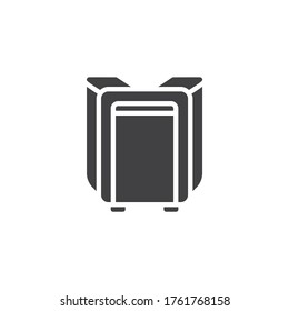 Travel backpack vector icon. filled flat sign for mobile concept and web design. School bag, rucksack glyph icon. Symbol, logo illustration. Vector graphics