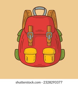 Travel Backpack vector icon.Cartoon vector vintage style icon isolated on brown background backpack.