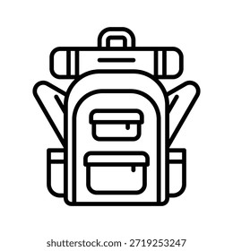 Travel Backpack Vector Illustration, Line Style Icon