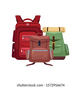 travel backpacks icon over white background, vector illustration