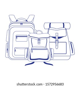 travel backpacks icon over white background, vector illustration
