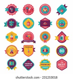 Travel badge banner design flat background set, eps10