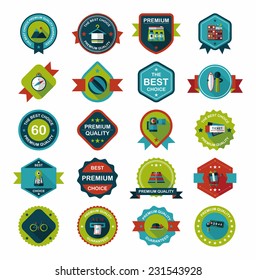 Travel badge banner design flat background set, eps10