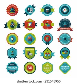Travel badge banner design flat background set, eps10