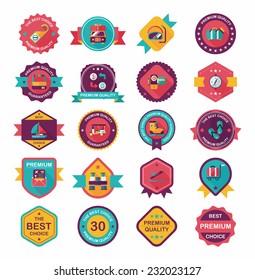 Travel badge banner design flat background set, eps10
