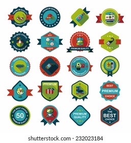 Travel badge banner design flat background set, eps10