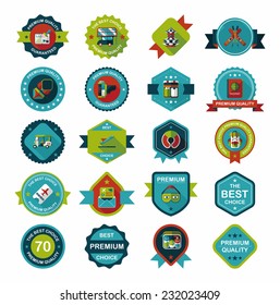 Travel badge banner design flat background set, eps10