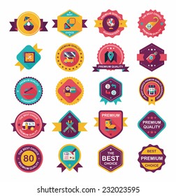 Travel badge banner design flat background set, eps10