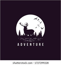 travel badge with pine trees textured vector illustration and "adventure" inspirational, animal deer vector, animal wolf vector, logo vector