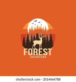 travel badge with pine trees textured vector illustration and inspirational, animal deer vector, animal wolf vector, logo vector